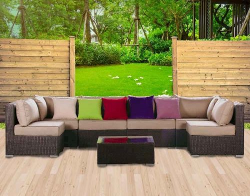 BỘ SOFA NHỰA GIẢ MÂY WICKER NÂU bộ sofa nhựa giả mây wicky nâu