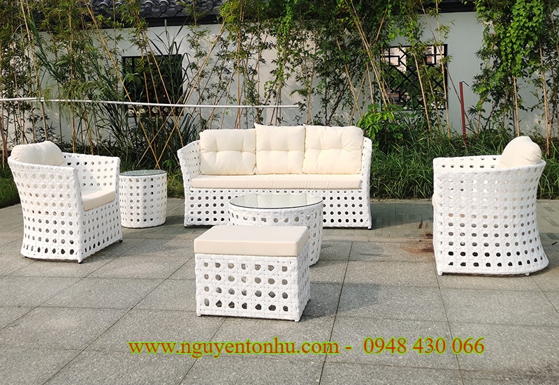 Ghế nhựa mây đan mắt cáo khung nhôm ngoài trời có nệm chuyên cung cấp bàn ghế nhôm nhập khẩu