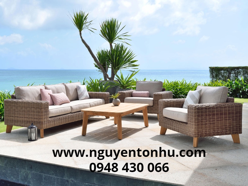 sofa nhựa mây phòng khách